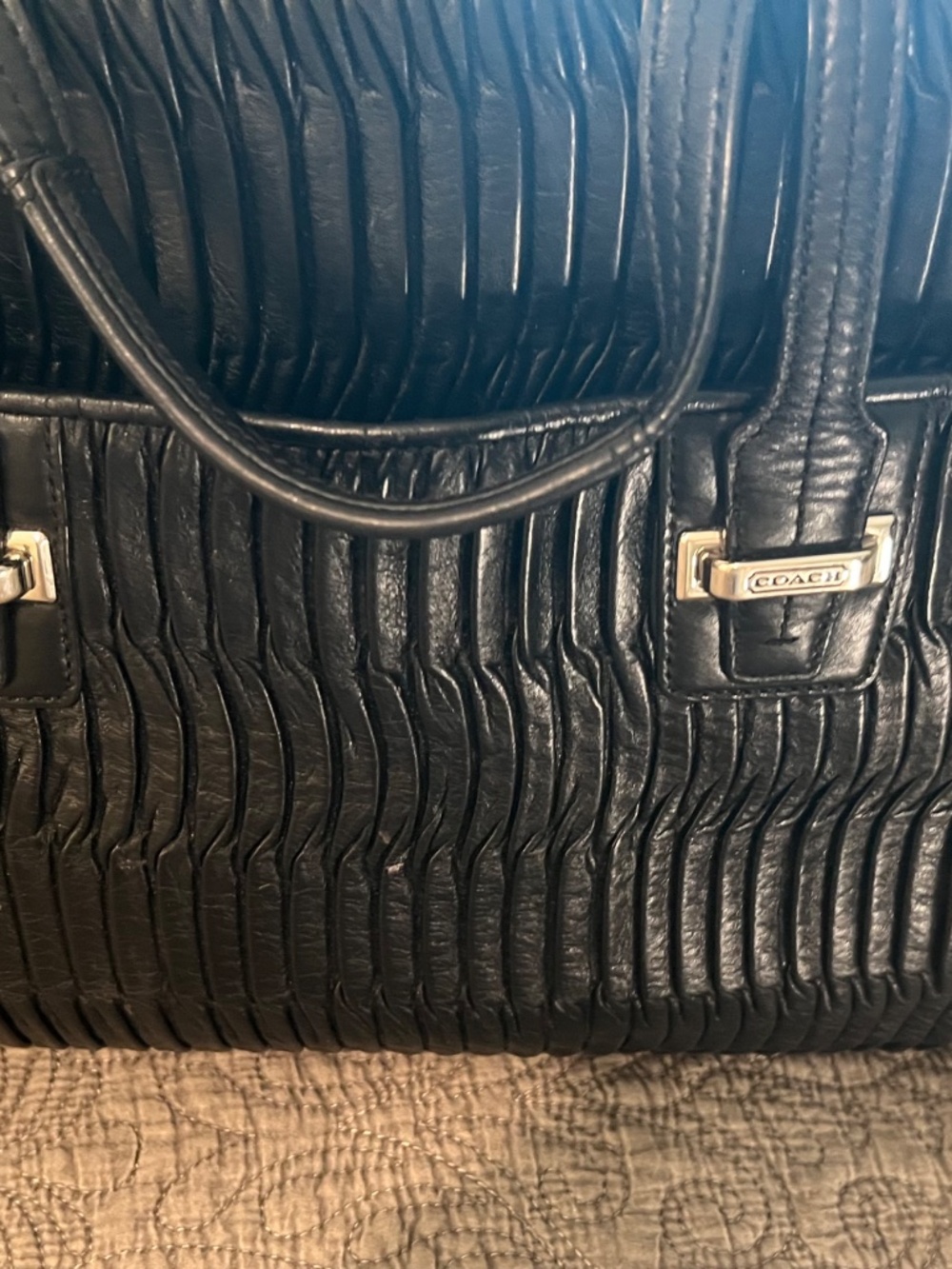 Coach Taylor Pleated Gathered Alexis Leather Satchel Carryall Tote in Black - Picture 5 of 15